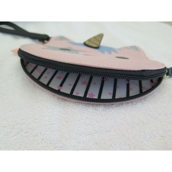 LUV BETSEY Pink Glitz Silver Gold LBKIT-1 Kitty Cat Unicorn Coin Purse Wristlet - Picture 8 of 10